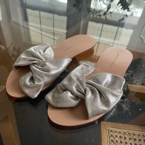 Loeffler Randall Silver Flat Sandals Slides